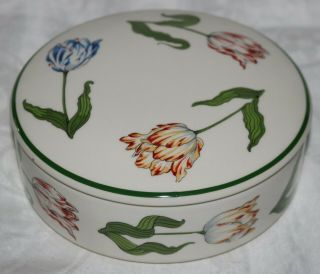 Vintage Tiffany Tulips Lidded Porcelain Trinket Box Designed for Tiffany England 4