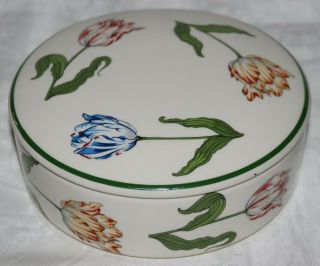 Vintage Tiffany Tulips Lidded Porcelain Trinket Box Designed for Tiffany England 5