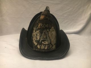 Antique Cairns Leather Fire Helmet With Transitional Finial.