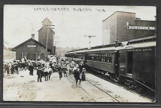 Rppc Rubicon Wi Train Depot,  Mailed 1914,  Changing Cars
