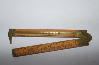 Vintage Stanley No.  36 1/2 Boxwood/brass Folding 12 " Ruler/calipher B
