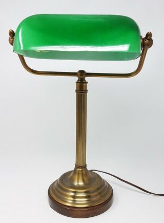 Frederick Cooper Chicago Brass Bankers Desk Library Lamp Emerald Green Shade