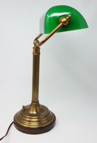 Frederick Cooper Chicago Brass Bankers Desk Library Lamp Emerald Green Shade 4