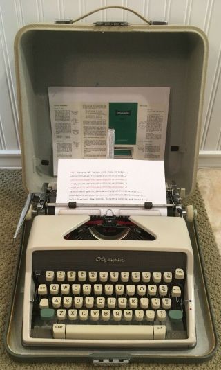 Vintage 1963 Olympia Sm7 Deluxe Portable Typewriter With Case Pica Type