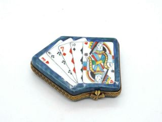 Limoges France Peint Main Trinket Box Playing Cards With Card Inside 288/300