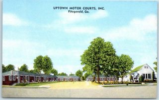 Fitzgerald,  Georgia Postcard Uptown Motor Court Motel Highway 129 Roadside Linen