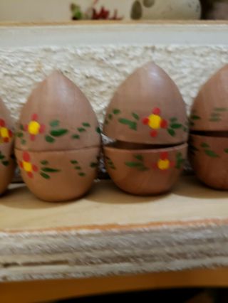 miniature vintage handmade and painted wooden eggs with little people inside 7 2