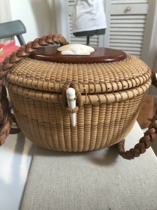 Vintage Nantucket Lightship Basket Purse Handmade On Nantucket