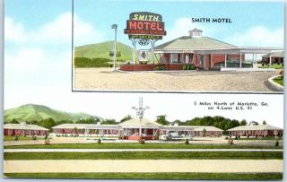 Marietta,  Georgia Postcard Smith Motel Highway 41 Roadside Kropp Linen C1950s