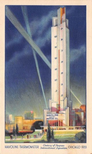 C21 - 4777,  Havoline Thermometer， Chicago Worlds Tower.