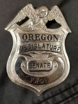 1930s To 1940s Rare Obsolete Oregon Legislature Senate Page Badge.