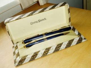 Vintage Conway Stewart Fountain Pen With 14ct Gold Nib & Pencil - Box