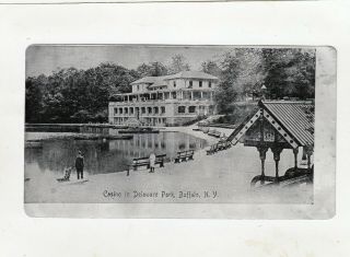 Early Metal/aluminum Postcard Casino In Delaware Park In Buffalo Ny