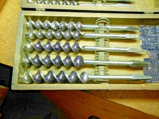RARE Set,  C.  E.  Jennings Arrow Head No.  3C Auger Drill Bits,  Wood Box,  (13pc) 2