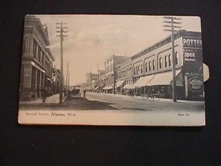 Second Street,  Alpena,  Michigan Postcard With Pull Out Tab & 12 Views