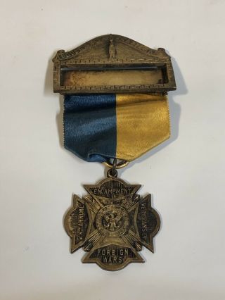 Vtg 1922 Vfw Medal Pin Encampment Veterans Of Foreign Wars Seattle Wn Pin Name