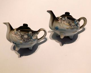 Vintage Dragonware Moriage Bisque Porcelain Teapot Salt & Pepper Shaker Set,  VGC 2