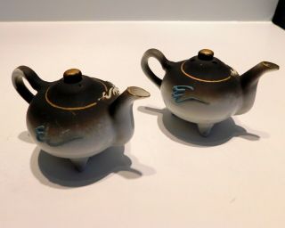 Vintage Dragonware Moriage Bisque Porcelain Teapot Salt & Pepper Shaker Set,  VGC 3