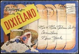 Black Americana Postcard Folder Dixieland 18 Different Views & Song Dixie Land