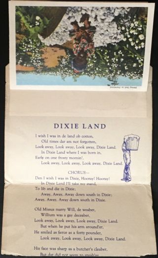 Black Americana Postcard Folder DIXIELAND 18 Different Views & Song Dixie Land 4