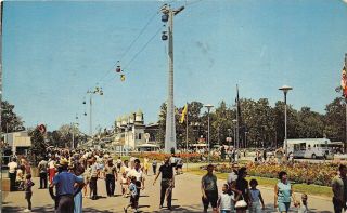 Cedar Point Sandusky Ohio 1966 Postcard Amusement Park Gay Throngs On Funway