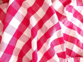 Vintage Red White Gingham Picnic Blanket Christmas Table Cloth Holiday 81 X 56