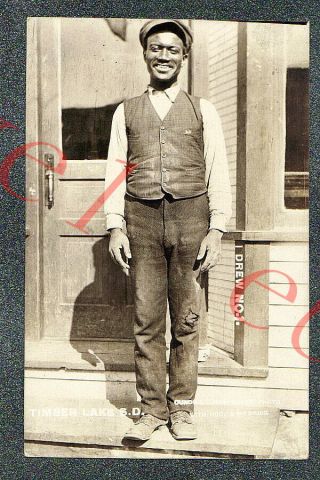 Timber Lake South Dakota Land Lottery Black Winner Circa 1910 Rppc Photo Grade 5