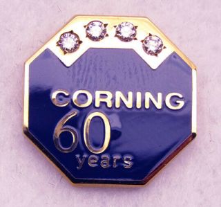 Corning Incoporated 60 Year Service Pin (gold Filled)