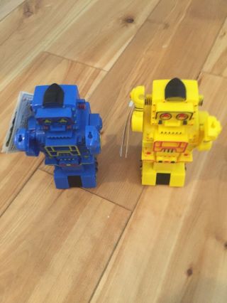Candybot Pair Vintage Smarties Pez Dispenser Robots Blue&yellow