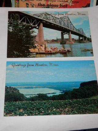 Houston Minnesota - 3 Three Postcards - Greetings