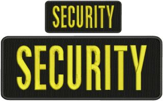 Security Embroidery Patch 4x10 And 2.  X5 Hook Yellow
