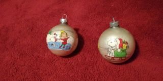Vintage Hallmark Peanuts Glass Christmas Ornaments - Box Of 2