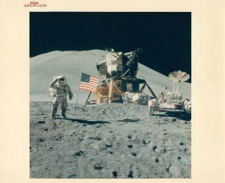 Us Flag On Moon Apollo 15 1971 Nasa Type 1 Photo Red Letter A Kodak