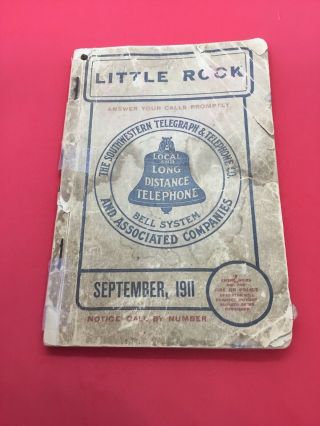 Little Rock,  Arkansas 1911 Phone Book Bell System