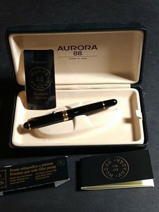 14k Gold Nib Aurora 800 88 " N " Piston Filler Luxury Fountain Pen - Boxed