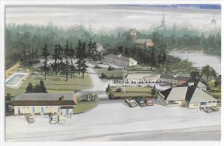 Old Postcard Yarmouth Maine Me Down - East Village Motel Restaurant Illustration