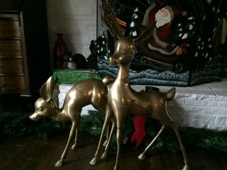 Mid Century Modern Hollywood Regency 2 Brass Bambi Deer,  Extra Large