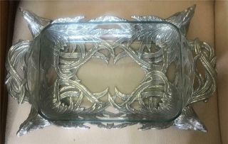 ARTHUR COURT ROOSTER Large Pyrex Lasagna/Casserole Holder With Glass Dish 2