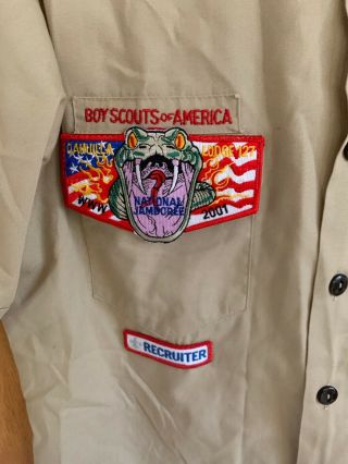 Boy Scout Official BSA Men ' s SS Shirt Size Adult M with Patches Instructor 4