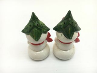 Vtg Salt Pepper Shakers Snowman Christmas Tree Hats Mid Century Kitsch Japan 2
