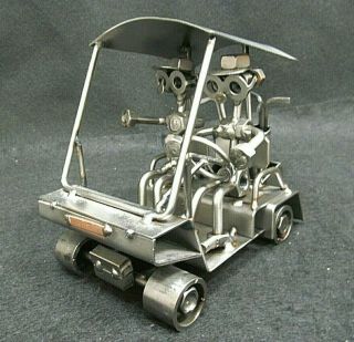 Hinz & Kunst Das Golf Cart W/ Golfers Designer Metal Art Sculpture