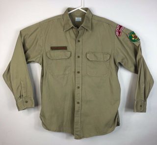 Mens M Sears Boy Scout Shirt Troop Committee Far East Council Okinawa Patches Ls
