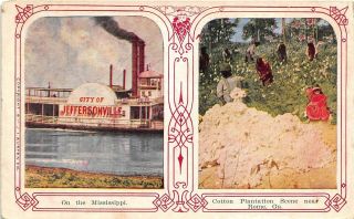 Black American Cotton Plantation Scene At Rome Georgia 1909 Postcard Steamboat
