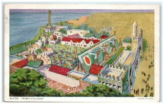 1934 Irish Village,  Chicago,  Il,  1934 International Exposition Postcard