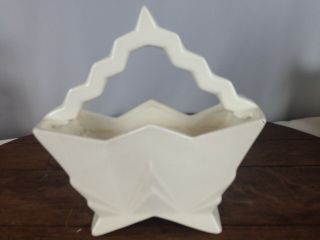 Vintage White Ceramic Czech Art Deco Planter Vase Wh - 3