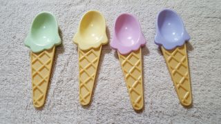 Vintage Collectible Avon Ice Cream Spoon Green Yellow Pink Purple Set Of Four