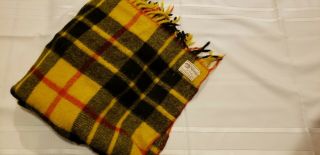 Vintage Horner Woolen Mills Tartan Plaid 100 Wool Plaid Fringe Blanket 54x59 "