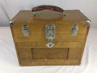 Vintage H.  Gerstner & Sons Oak Wooden Machinist Tool Box Chest W/ 5 Drawers 11