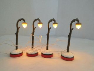 Dept 56 Acorn Street Lamps Set Of 4 North Pole Woods Battery Operated
