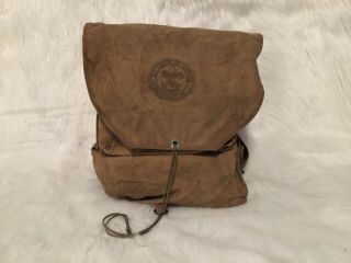 Vintage Boy Scouts Of America Canvas Haversack Backpack Hiking Camping Bag